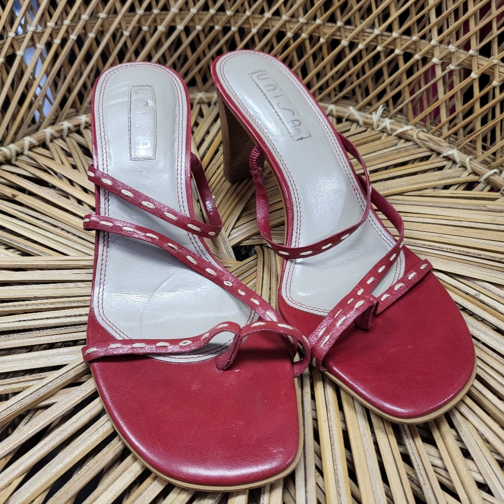 Red Strapped Sandal Heels